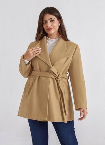 Płaszcz Damski z Paskiem Elegancki Ciepły Oversize Granatowy Rozmiar 48 na Arena.pl