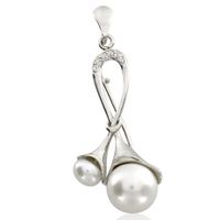 SREBRNA BROSZKA Z PERŁAMI I CYRKONIAMI PRÓBA SREBRA 925