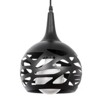 LAMPA wisząca VEN W-1735/1 BK ażurowa OPRAWA zwis kula kropla łezka czarna