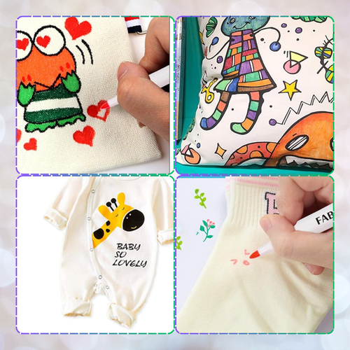 pisaki do tkanin ubrań koszulek markery flamastry mazaki zestaw 6 kolorów na Arena.pl