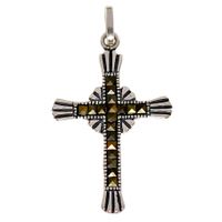 SREBRNY KRZYŻYK Z MARKAZYTAMI PRÓBA SREBRA 925 GRAWER GRATIS!