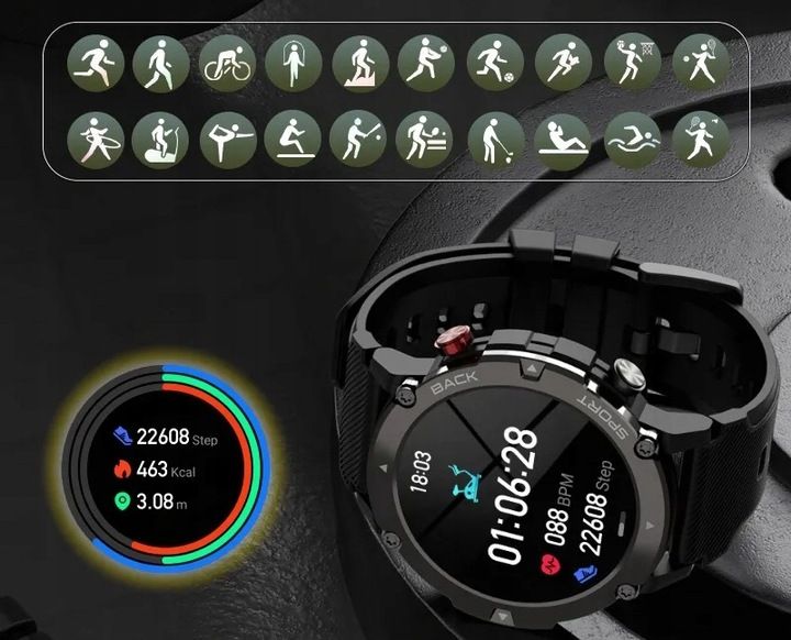 SMARTWATCH ZEGAREK POLSKIE MENU ROZMOWY SPORT SMART WATCH MĘSKI C21 zdjęcie 7