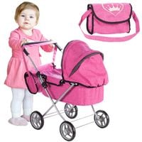 Wózek Dla Lalek Głęboki Gondola z Torbą Składany Księżniczka