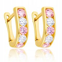 Złote Kolczyki z cyrkoniami Angielskie Zapięcia dla dziewczynek ZŁOTO 585