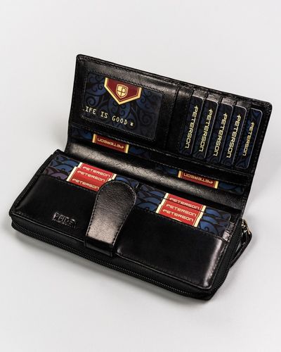 duży, skórzany portfel damski na zamek i zatrzask - peterson na Arena.pl