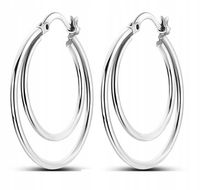 Srebrne Kolczyki Kółka Kółeczka Podwójne Duże Srebro 925