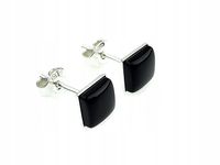 kolczyki kwadratowe czarny onyks srebrne pr. 925