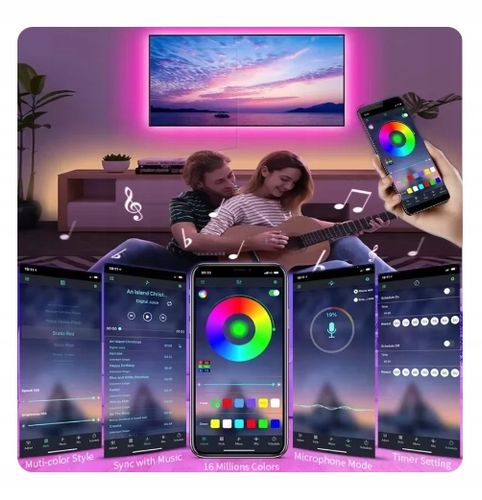 Taśma LED TV Telewizora Podświetlenie RGB USB Pilot Aplikacja na Arena.pl