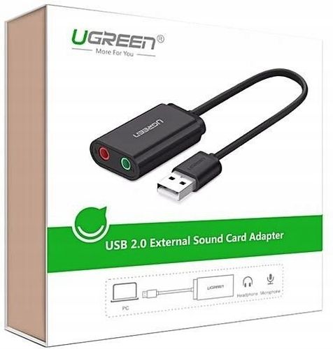 UGREEN Zewnętrzna Karta Dźwiękowa USB Minijack Adapter 3.5mm Mikrofon 15cm na Arena.pl