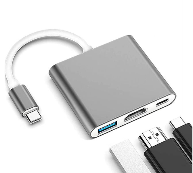 adapter, 3 w 1, usb typu c, do hdmi, space grey, co2 zdjęcie 2