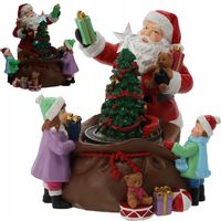 POZYTYWKA BOŻONARODZENIOWA LED MIKOŁAJ Z CHOINKĄ I DZIEĆMI ŚWIATŁO MUZYKA