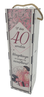 skrzynka pudełko 33,5 x 9,5cm na butelkę alkoholu 40 urodziny kolor