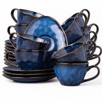 Serwis kawowy Uminami niebieski na 12 osób 24 szt. Nowoczesny Do zmywarki