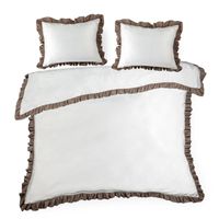 Pościel z bawełną zdobiona falbanką ELIZA 220X200 70X80X2 biała+kawa