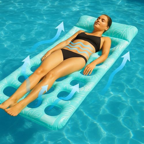 MATERAC DMUCHANY DO PŁYWANIA Z OTWORAMI PODUSZKĄ PLAŻOWY WODNY LEŻAK PLAŻĘ na Arena.pl