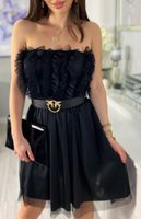 Elegancka czarna sukienka tiulowa mini z ramiączkami OPIUM