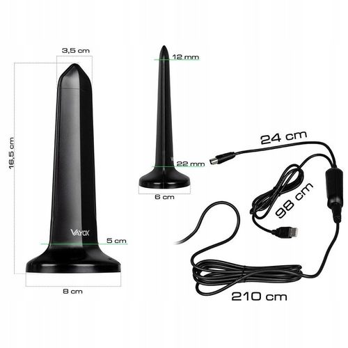 ANTENA POKOJOWA DVB-T2 DO TV NAZIEMNEJ DOOKÓLNA AKTYWNA MAGNES USB 4K VAYOX na Arena.pl