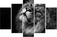 100CM 150CM OBRAZ 5 ELEM SREBRNY LEW ŚCIENNY