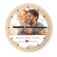 ZEGAR DREWNIANY ŚCIENNY z TWOIM ZDJĘCIEM PREZENT na Walentynki
