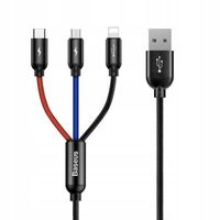 Kabel Baseus 3w1 USB-C Lightning Micro 0,3m Szybkie Ładowanie 3,5A