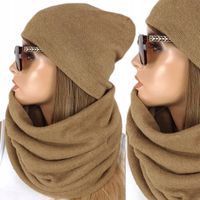 CIEPŁY Komplet damski CZAPKA + KOMIN szal ZIMOWY Z WEŁNĄ produkt Polski