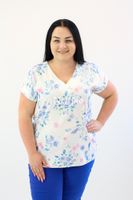 Bluzka w delikatne kwiatuszki Nala Biało-niebiesko-różowa 42