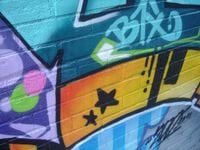 FOTOTAPETA GRAFFITI MUR RYSUNKI NIEBIESKI 360x240