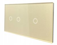 2 x WŁĄCZNIK ŚWIATŁA DOTYKOWY SZKLANY PANEL ZŁOTY 1+2