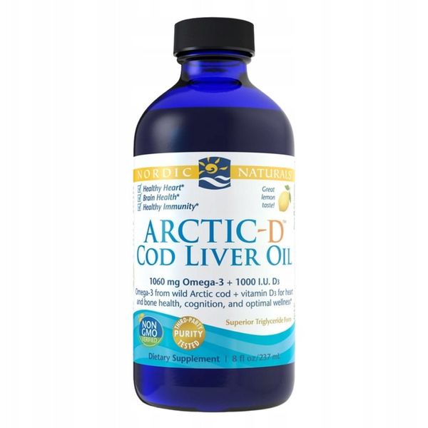 NORDIC Arctic-D COD LIVER OIL CYTRYNOWY TRAN 237m Olej z wątroby dorsza zdjęcie 2