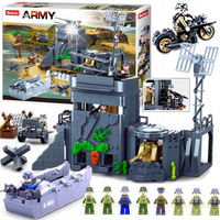 Klocki WAŁ ATLANTYCKI D-Day Wojsko Bunkier Działo Barka MOTOR+OSIEM FIGUREK