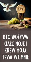 Baner religijny 120x60 cm Dekoracja boże ciało kto spożywa ciało moje