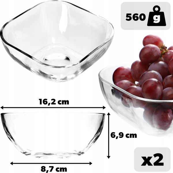 KADAX Salaterka Miska Szklana 16cm Przekąski 2szt zdjęcie 3