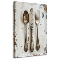 Obraz do kuchni jadalni salonu, Sztućce w stylu shabby chic 60x90