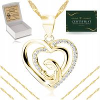 ZŁOTY ŁAŃCUSZEK+MEDALIK 925/585 PREZENT DLA DZIEWCZYNKI NA CHRZEST + GRAWER