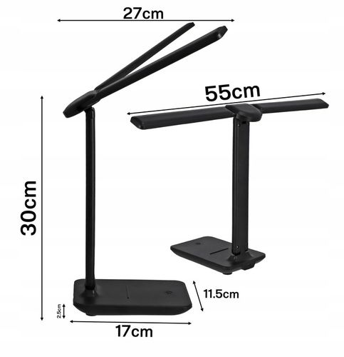 Lampka Biurkowa LED Podwójna Kreślarska Regulowana Dotyk Szkolna Na na Arena.pl