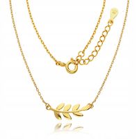 Złoty Łańcuszek 925 Celebrytka Listek