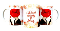 kubek w kartoniku z nadrukiem dookoła kobieta z klasą  dk9