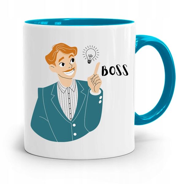 Kubek Błękitny Dla Szefa Szefowa Boss Prezent Z Nadrukiem Ze Zdjęciem zdjęcie 1