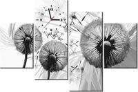 120CM 80CM ZEGAR 4 ELEM DMUCHAWCE SZAROŚCIACH OBRAZ ŚCIENNY