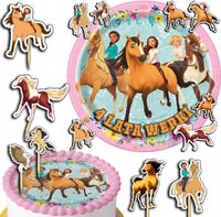 ZESTAW OPŁATEK NA TORT 20CM + TOPPERY PAPIEROWE - MUSTANG 15CM 18CM