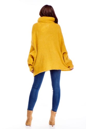 Oversize'owy sweter z golfem - Żółty U na Arena.pl