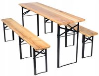 ZESTAW BIESIADNY PIWNY OGRODOWY BAROWY STALOWY SKŁADANY STÓŁ ŁAWKI KOMPLET