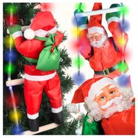 Mikołaj na drabinie dekoracja świąteczna duża 70 cm świecąca LED multikolor