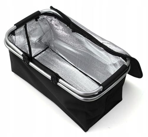 Koszyk piknikowy duży lekki składany termiczny na zakupy czarny pojemny na Arena.pl