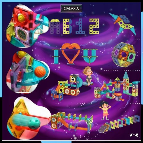 KLOCKI MAGNETYCZNE DUŻE 75 el Konstrukcyjne Świecące Dla Dzieci TOR KULKOWY na Arena.pl