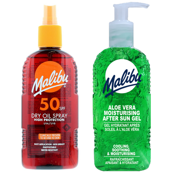 Malibu SPF50 Olejek Brązujący 200ml + Aloe Żel Po Opalaniu 200ml zdjęcie 1