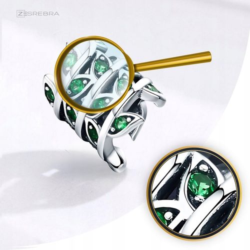 CHARMS ZIELONE LISTKI srebro 925 pnącze srebrne koralik zawieszka liście na Arena.pl