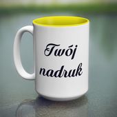 Duży kubek XXL z żółtym wnętrzem z Twoim nadrukiem