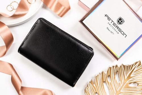 PETERSON portfel damski poziomy RFID STOP portmonetka na zatrzask czarny na Arena.pl