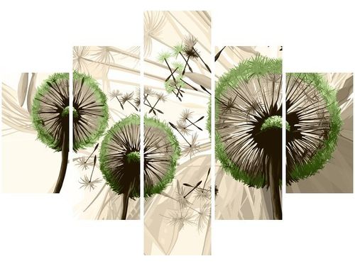 70 100CM OBRAZ 5 ELEM DMUCHAWCE ZIELENI DRUK PŁÓTNO na Arena.pl